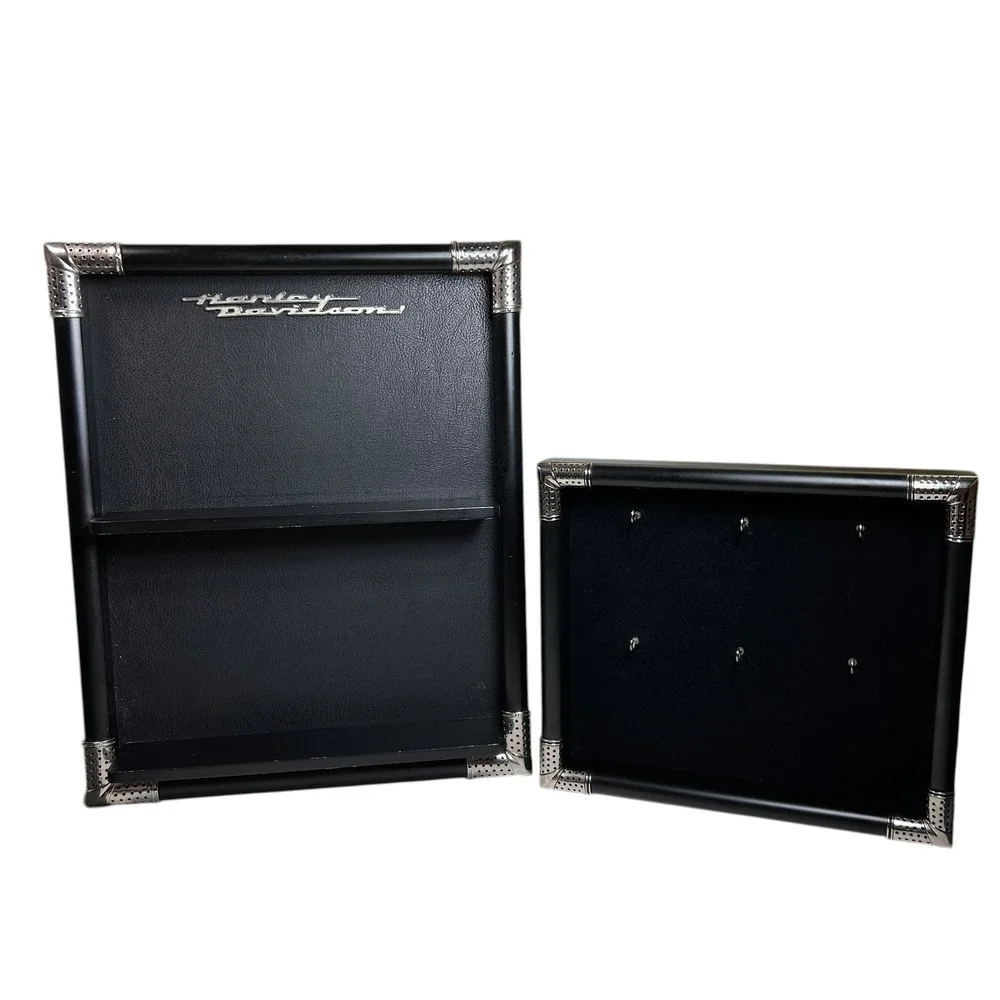 Franklin Mint Harley Davidson Wall Shelf Key Rack Set Biker Decor Road Case 2pc